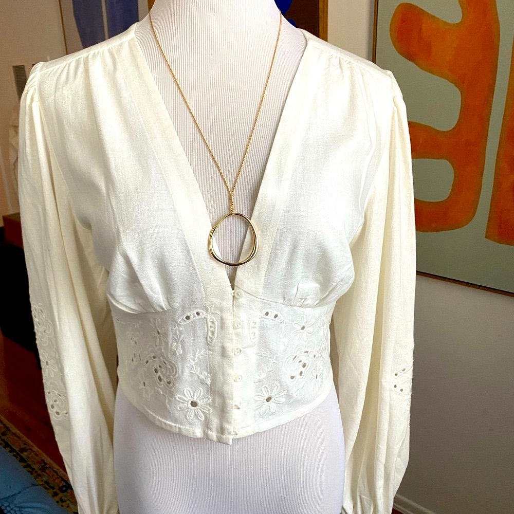 House of Harlow 1960 Cream Embellished Blouse